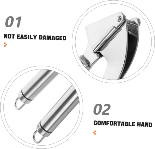 Vista 9 de ABOOFAN 1 juego de prensa de ajo manual de acero inoxidable sin esfuerzo herramienta para la cocina fácil de limpiar diseño elegante incluye pelador