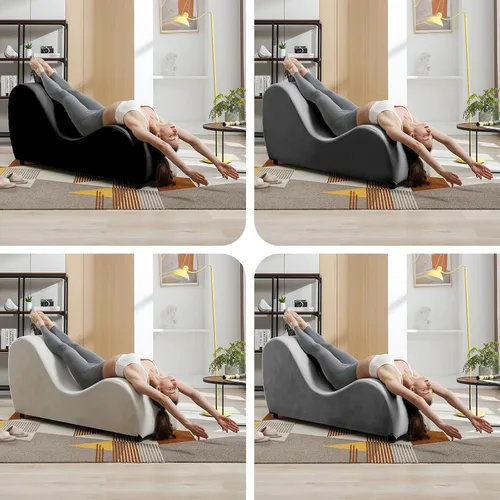 Vista 6 de MUZZ Silla de yoga para adultos, tumbona de yoga de terciopelo para interiores, para ejercicio de adultos, estiramiento, relajación, sillas