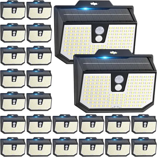 Vista 13 de Brightever Paquete de 2 luces solares con sensor de movimiento para exteriores, IP65, impermeables, con 3 modos de iluminación, luces solares