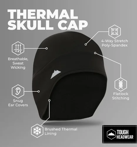 Vista 3 de Tough Headwear Gorras térmicas para casco para hombre, para invierno, gorra de casco y gorras de ciclismo para correr, esquiar, deportes de invierno