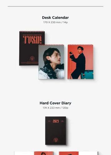 Vista 2 de SM Ent 2023 Season's Greetings Package+Calendario de escritorio+diario de tapa dura+Sobre+Postal+Póster plegable en paquete+Pegatina+Mini