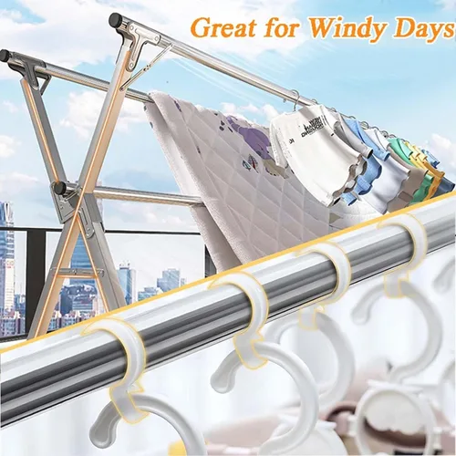 Vista 6 de Foldable Stainless Steel Clothes Drying Rack with Wheels, Adjustable Heavy Duty Laundry Rack for Indoor Outdoor Use(160cm/63in)