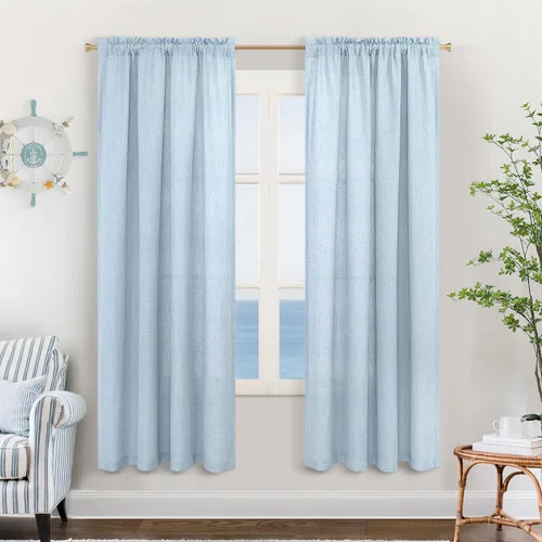 Vista 57 de KOUFALL Juego de 2 cortinas de puerta francesa, cortinas de lino para puerta/ventana, cortina transparente boho para cristal lateral delantero