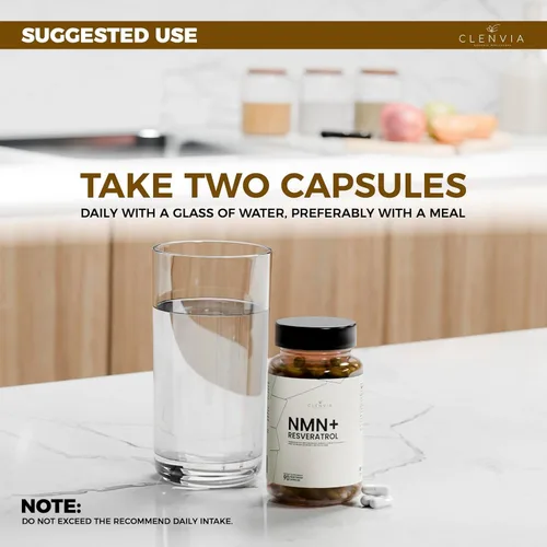 Vista 2 de Suplemento NMN premium con resveratrol – Fórmula de apoyo NAD+ de alta potencia – >99.7% de pureza – probado por terceros – Fabricado en Estados
