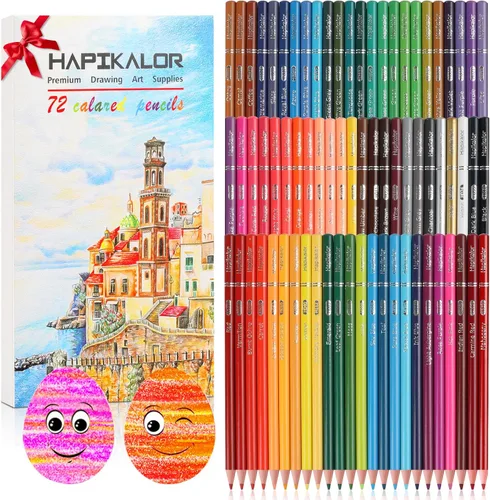 Vista 5 de Hapikalor - 8 lápices de colores arcoíris para libros de colorear para adultos, lápices de dibujo estéticos, lápiz de color jumbo, suministros