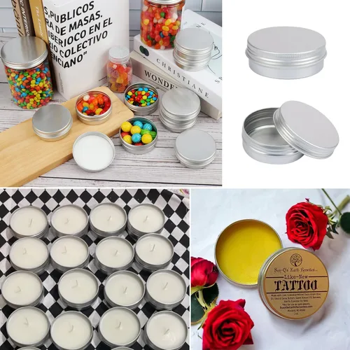 Vista 6 de 150 latas de aluminio de 1 onza con tapas de rosca, lata de metal redonda con tapas de rosca, latas redondas de 1 onza con tapa para cosméticos