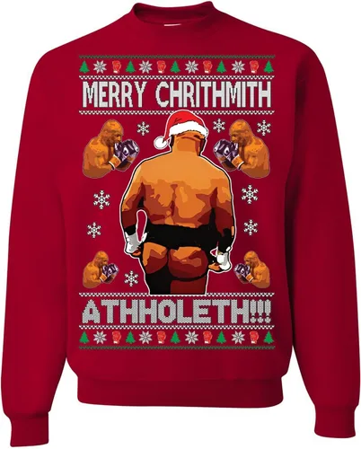 Vista 25 de wild custom apparel Merry Chrithmith Kith My Ath suéter feo de Navidad divertido con cuello redondo sudadera Negro