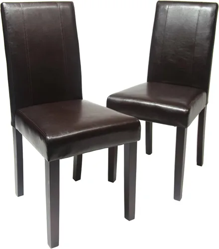 Vista 10 de Silla Parson de madera maciza con almohadilla de cuero, estilo urbano, juego de 2 unidades, de Roundhill, Madera, Negro