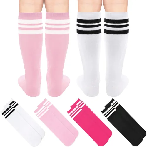 Vista 5 de qikqik 4 pares de calcetines de fútbol para niños pequeños, calcetines de fútbol para niñas y niños, calcetines de béisbol para niños pequeños