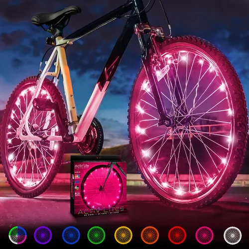 Vista 15 de Activ Life Paquete de 2 luces LED para ruedas de bicicleta con baterías incluidas, obtén un 100% más brillante y visible desde todos los ángulos