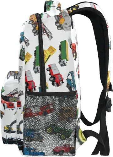 Vista 3 de Reciclaje de basura para camiones de basura mochila de tractor para niños y niñas, mochilas escolares para niños, bolsa de viaje, 041203, Lindo