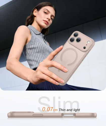 Vista 264 de FNTCASE Funda para iPhone 17 Pro: Fundas delgadas translúcidas de color azul claro compatibles con MagSafe, protección completa de la cámara