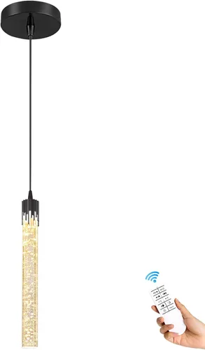 Vista 9 de ykolupty Luces colgantes modernas para isla de cocina, mini lámpara colgante de cristal negro con LED regulable de 2700 K-6000 K, lámpara de araña