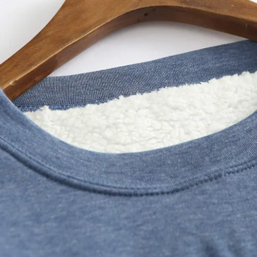 Vista 5 de Leodye Sherpa Lined Fleece Pullover for Women Winter Warm Fuzzy Sweatshirt Crewneck Solid Sweatshirts Loungewear Tunic Tops