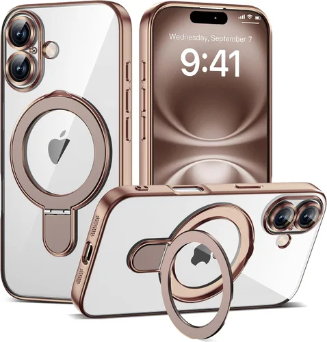 Vista 172 de Funda compatible con iPhone 12 con soporte de anillo magnético invisible [compatible con Mag-Safe] [Protector completo de lente de cámara] Funda