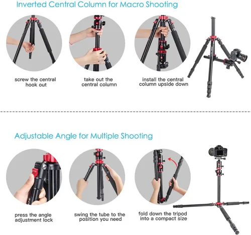 Vista 5 de Zomei Trípode de cámara portátil de magnesio monopod de aluminio de 4 secciones superior trípode profesional con cabezal de bola placa de liberación