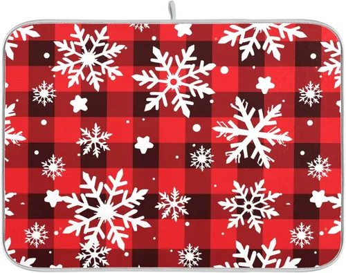 Vista 29 de Linda alfombrilla de secado de platos con hongos y plantas silvestres para encimera de cocina, almohadilla absorbente de microfibra, mediana 16x18