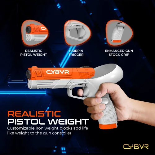Vista 7 de CYBVR Weighted P-istol Grip Controller Attachment for Meta Quest 2, G-un Weight Feels Real, G-un Stock for OculusMeta Quest 2, VR Accessories for