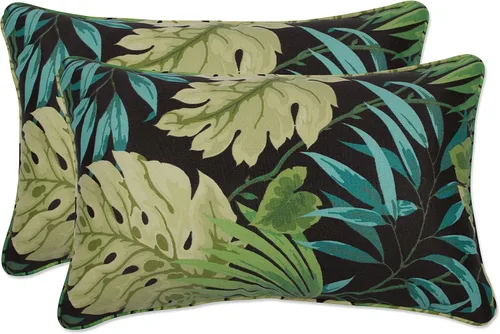 Vista 9 de Pillow Perfect Almohadas lumbares Delray azul marino para exteriores/interiores, 11.5 x 18.5 pulgadas, paquete de 2
