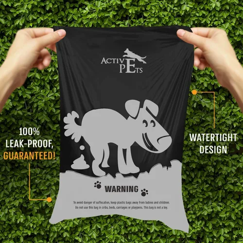 Vista 2 de Active Pets Bolsas de basura para perros extra gruesas con aroma a lavanda, a prueba de fugas y fáciles de rasgar para eliminar excrementos Negro