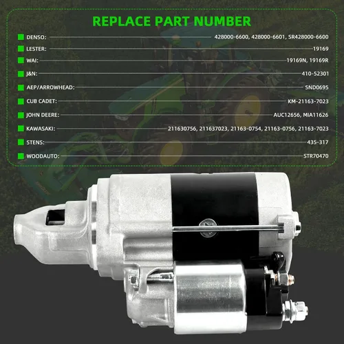 Vista 3 de LEAPTREND 19169N Nuevo arrancador apto para Kawasaki FX730V FX691V FX651V, John Deere 636M 648R 652R 661R Z445 Z465 Z645, reemplaza 428000-6600