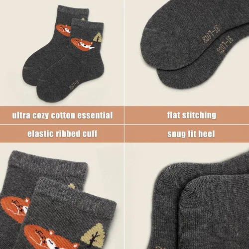 Vista 4 de Aisyee Calcetines de algodón para niños, calcetines sin costuras para niños, calcetines coloridos de cuarto de punto, paquete de 6