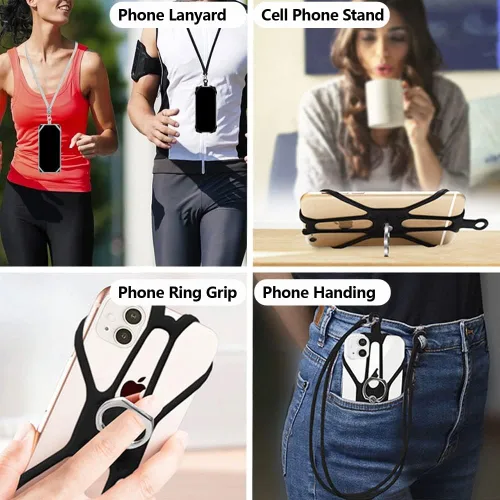 Vista 8 de Kinizuxi 2 Piezas Cordón para Teléfono Celular Cruzado con Correa Ajustable para el Cuello y Agarre de Anillo para Teléfono, Cordón Universal