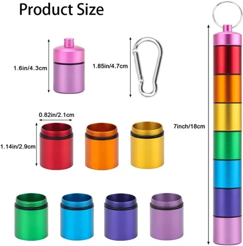 Vista 2 de FAYALA Pastillero impermeable para 7 días con diseño de arco iris, pastillero de viaje, portátil, llavero de medicina, organizador de píldoras