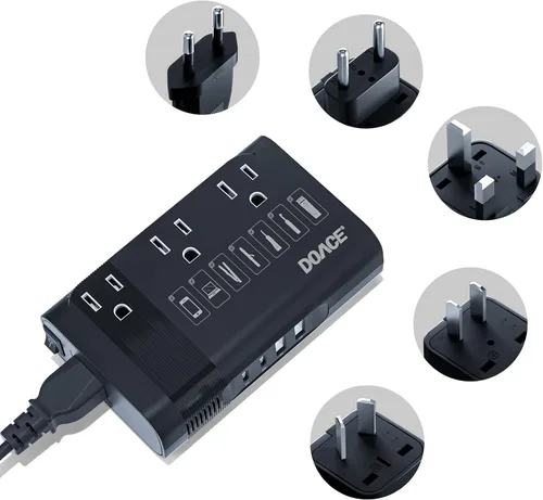 Vista 10 de DOACE - Convertidor de voltaje de 350 W de EE. UU. a Europa para alisador de cabello, rizador CPAP, convertidor de 220 V a 110 V para viajes Blanco