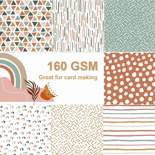 Vista 3 de 28 hojas de papel bohemio para álbum de recortes, papel de álbum de recortes de 12 x 12 pulgadas, papel de álbum de recortes de 90 lb/160 g/m²