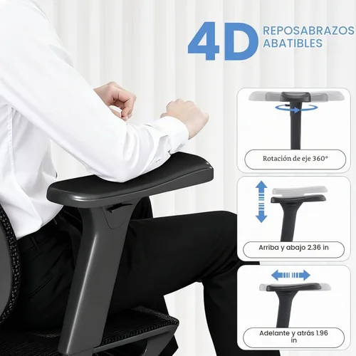 Vista 4 de MOJAY Ergonomic Office Chair with Footrest and Lumbar Support
