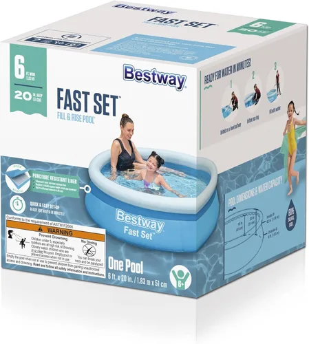 Vista 8 de Bestway Fast Set - Piscina inflable redonda sobre el suelo de 6 x 20