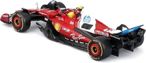 Vista 4 de Bburago 1:43 2025 Ferrari Season Car con casco, Hamilton # 44