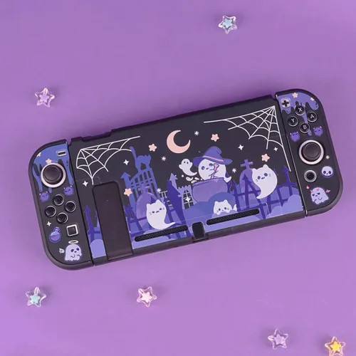 Vista 3 de BLINGKIYO Funda protectora para Nintendo SwitchSwitch OLED, PC duro y carcasa acoplable de TPU suave para NS SwitchSkin para Switch OLED - Happy
