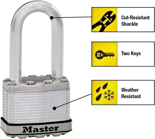 Vista 2 de Master Lock M5XDLH Magnum - Candado resistente con llave, 1 unidad, color plateado