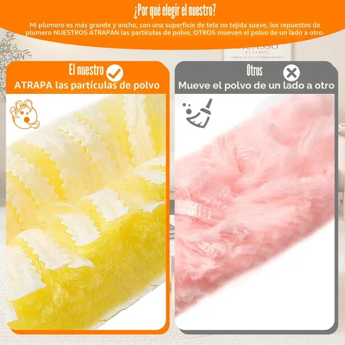 Vista 5 de 50 unidades de recambios para plumero de 360° resistentes compatibles con Swiffer, tamaño grande - recambios desechables electrostáticos extra