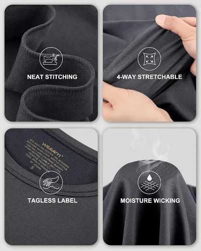 Vista 4 de WEERTI Ropa interior térmica para hombre, capa base de tela polar con forro polar