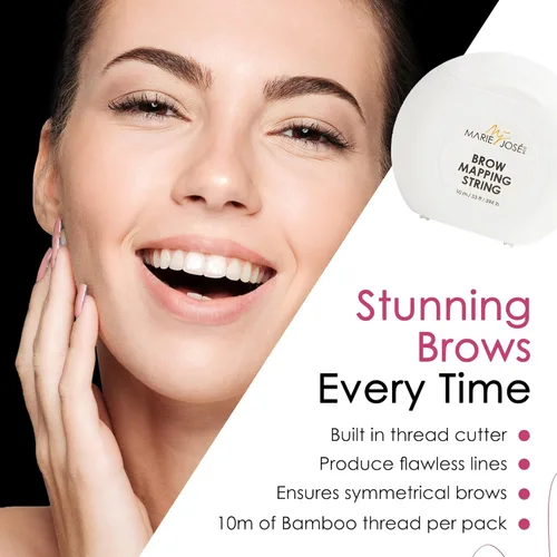 Vista 4 de Marie-José Black Brow Mapping String - Hilo de bambú preentintado para mapeo de cejas Herramienta de precisión profesional para artistas