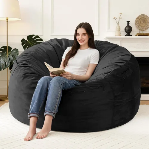 Vista 63 de Silla Puf de 2 Pies con Funda de Terciopelo Ultra Suave Sofá Puf con Espuma con Memoria Sillas Puf de Tamaño Grande Sofá Perezoso para Dormitorio