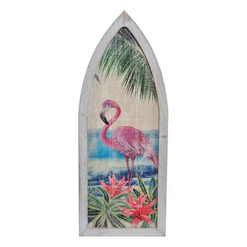 Vista 2 de Decoración de Pared DKD Home Decor Madera Flamenco rosa Tropical
