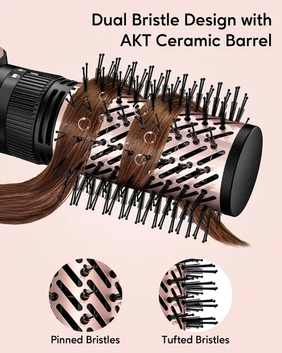 Vista 5 de Terviiix - Cepillo de aire caliente 4 en 1, estilizador de 1000 W con 2 cepillos redondos giratorios Volumizing Blowout Styler to Finish