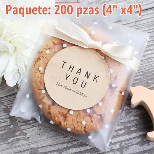 Vista 2 de Paquete de 200 bolsas de regalo de galletas de caramelo transparentes autoadhesivas de plástico autoadhesivo de 4 x 4 pulgadas, bolsas de embalaje