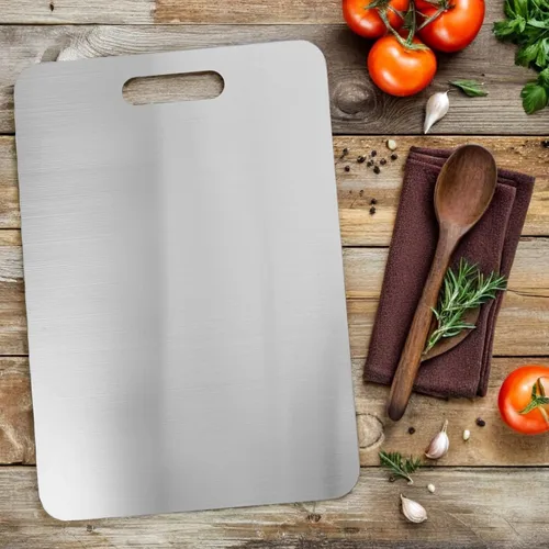 Vista 7 de Cutting Board 3 Piece Double Sided Stainless Steel for Vegetables