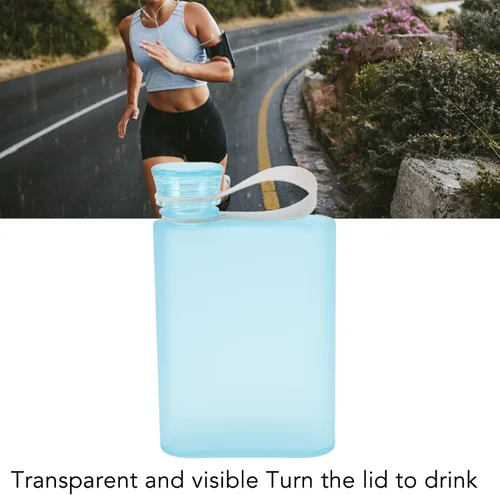 Vista 5 de Milltrip Botella de agua plana, 13.4 onzas líquidas de plástico, a prueba de fugas, reutilizable, delgada, botella de agua portátil de papel