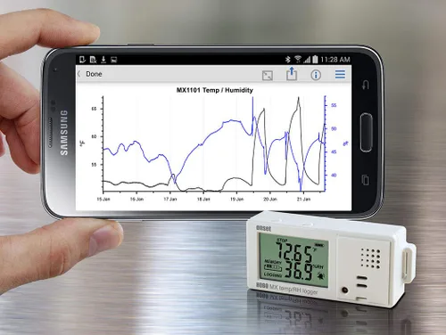 Vista 4 de temperatura/humedad registrador de datos, Bluetooth