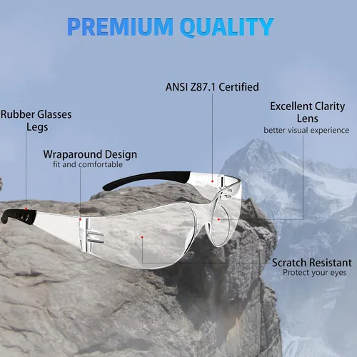 Vista 3 de Salfboy Ansi Z87.1 Certified Safety Glasses, Bulk Protection Glasses