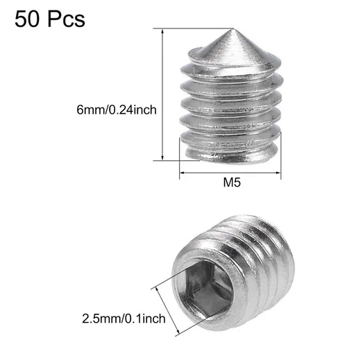 Vista 2 de Juego de 50 tornillos hexagonales internos M5x6mm, tornillo de acero inoxidable 304, tornillo de acero inoxidable 304, tornillo de agarre de punto