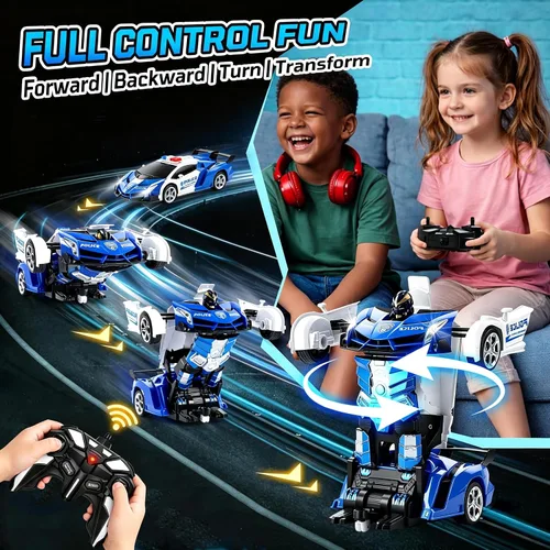 Vista 4 de FIGROL - Transform RC, auto-robot, control remoto, 2.4G, juguete, transformación de auto a robot con un botón y velocidad de derrape de 360, escala