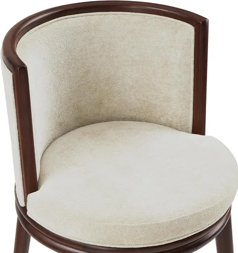 Vista 8 de Manhattan Comfort Taburete tapizado de madera moderno Evalyn Crema