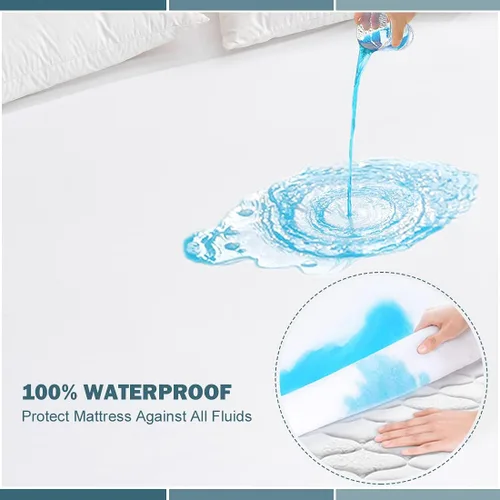 Vista 3 de Protector de colchón impermeable tamaño individual, funda de colchón de bolsillo profundo, suave y transpirable, funda de cama ajustable sin ruido